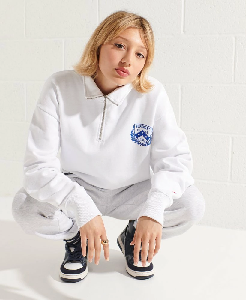 SUPERDRY City College Oversized Half Zip Track Top Optic 2 SUPERDRY City College Oversized Half Zip Track Top Optic - Image 2