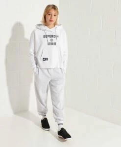 SUPERDRY Independent Logo Foil Crop Hoodie Optic
