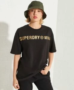 SUPERDRY Cooperate Logo Foil T-Shirt Black -Sportswear Sales 2022 upload9223368955665932295 1