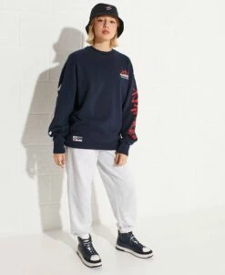 SUPERDRY Strikeout Oversized Crew Sweatshirt Risk Red