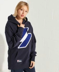 SUPERDRY Code Logo Chenille Oversized Hoodie Grey Slub Grindle -Sportswear Sales 2022 upload9223368955665932568 5