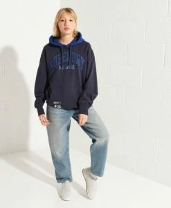 SUPERDRY Varsity Arch Oversized Hoodie Deep Navy