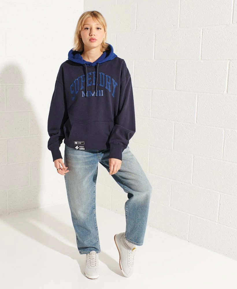 SUPERDRY Varsity Arch Oversized Hoodie Deep Navy 1 SUPERDRY Varsity Arch Oversized Hoodie Deep Navy