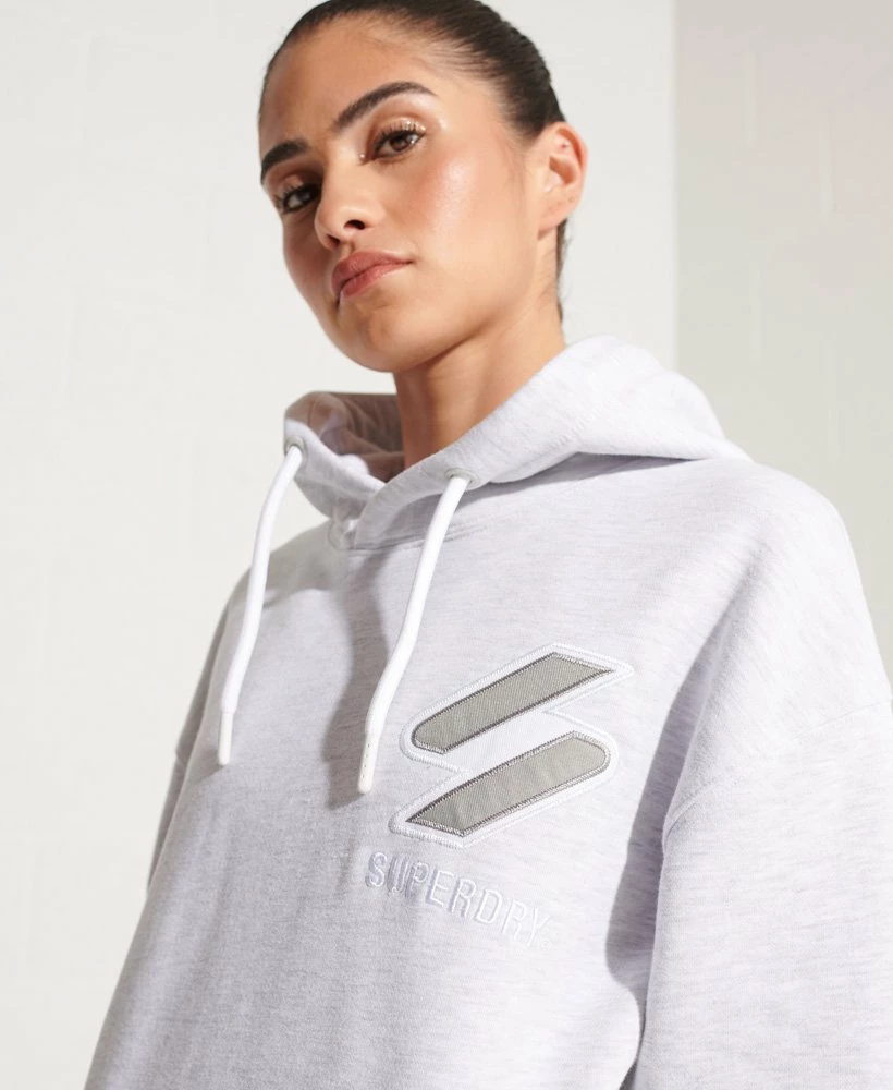 SUPERDRY Code Applique Oversized Hoodie Princedom Blue Marl 3 SUPERDRY Code Applique Oversized Hoodie Princedom Blue Marl - Image 3