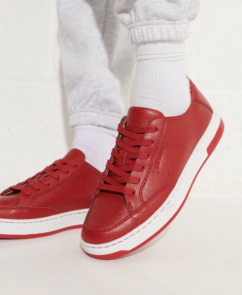 SUPERDRY Vegan Basket Sport Low Trainers Risk Red 1 SUPERDRY Vegan Basket Sport Low Trainers Risk Red
