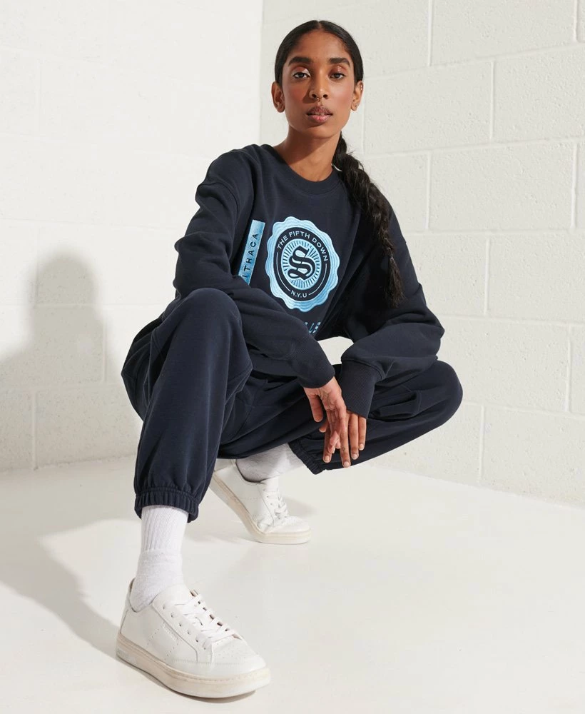SUPERDRY College Graphic Oversized Crew Sweatshirt Eclipse Navy 2 SUPERDRY College Graphic Oversized Crew Sweatshirt Eclipse Navy - Image 2
