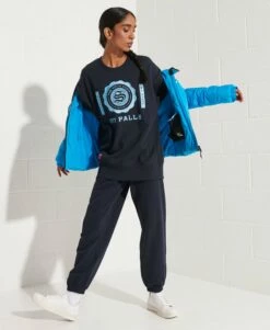 SUPERDRY College Graphic Oversized Crew Sweatshirt Eclipse Navy