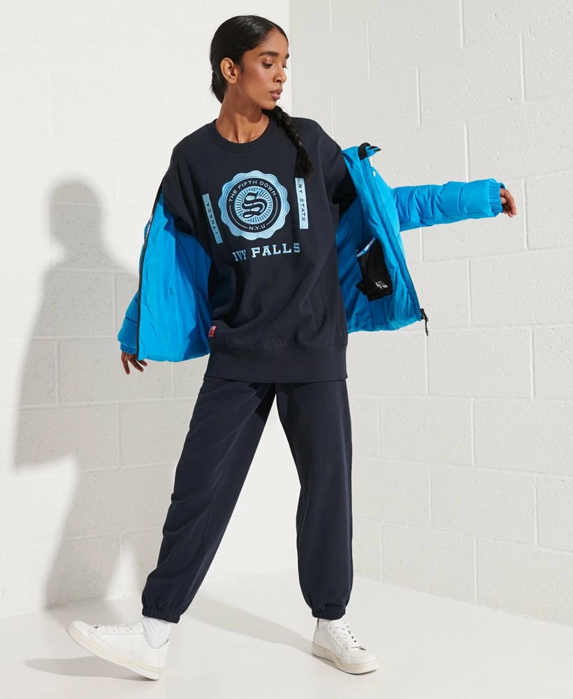 SUPERDRY College Graphic Oversized Crew Sweatshirt Eclipse Navy 1 SUPERDRY College Graphic Oversized Crew Sweatshirt Eclipse Navy