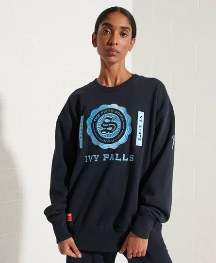 SUPERDRY College Graphic Oversized Crew Sweatshirt Eclipse Navy 9 SUPERDRY College Graphic Oversized Crew Sweatshirt Eclipse Navy - Image 9