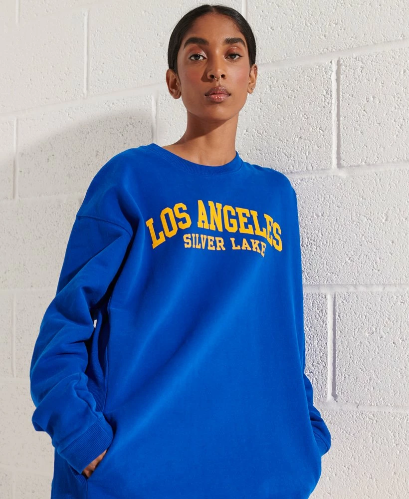 SUPERDRY City College Crew Sweatshirt Dress Eclipse Navy 2 SUPERDRY City College Crew Sweatshirt Dress Eclipse Navy - Image 2