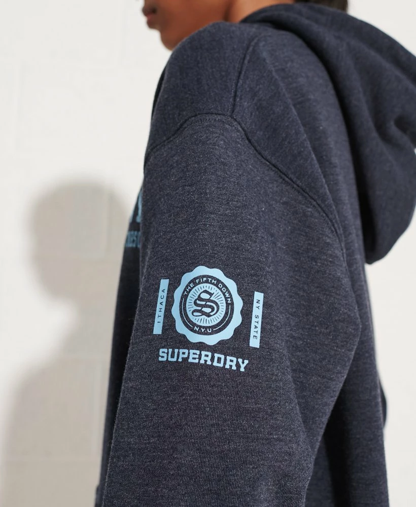 SUPERDRY College Graphic Crop Hoodie Blue Black Grindle 4 SUPERDRY College Graphic Crop Hoodie Blue Black Grindle - Image 4