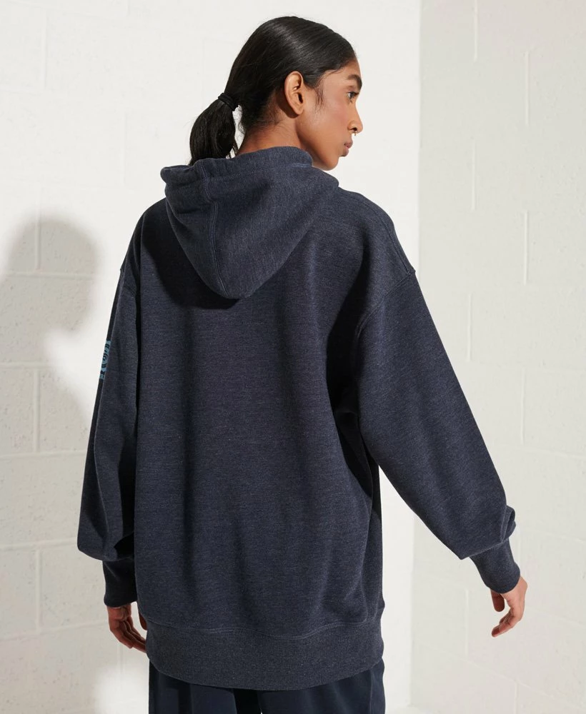 SUPERDRY College Graphic Crop Hoodie Blue Black Grindle 2 SUPERDRY College Graphic Crop Hoodie Blue Black Grindle - Image 2