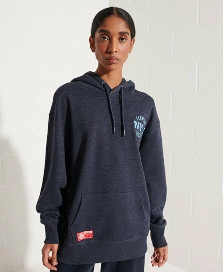 SUPERDRY College Graphic Crop Hoodie Blue Black Grindle 9 SUPERDRY College Graphic Crop Hoodie Blue Black Grindle - Image 9
