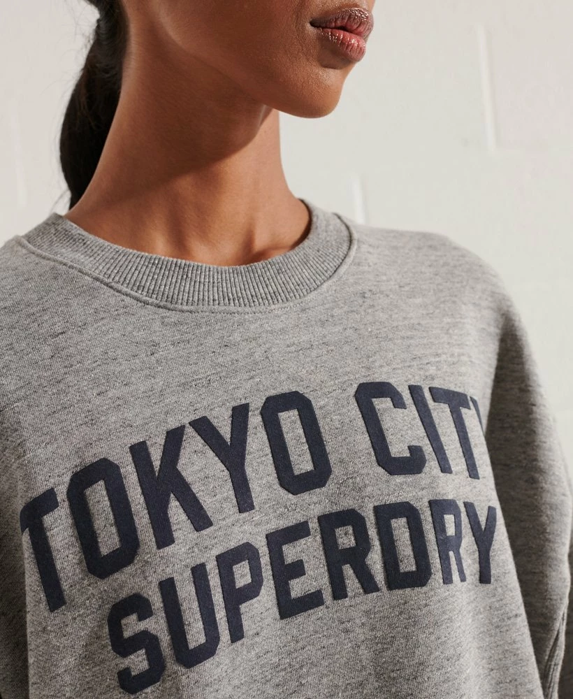 SUPERDRY City College Crew Sweatshirt Dress Grey Slub Grindle 3 SUPERDRY City College Crew Sweatshirt Dress Grey Slub Grindle - Image 3