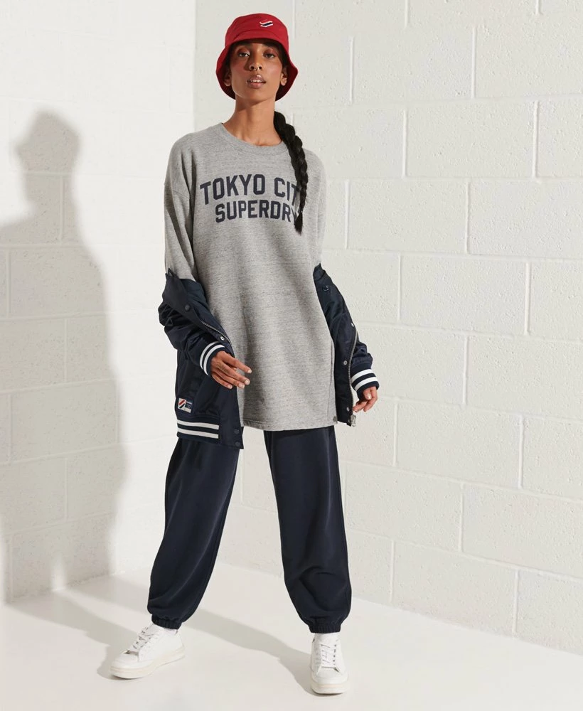 SUPERDRY City College Crew Sweatshirt Dress Grey Slub Grindle 1 SUPERDRY City College Crew Sweatshirt Dress Grey Slub Grindle