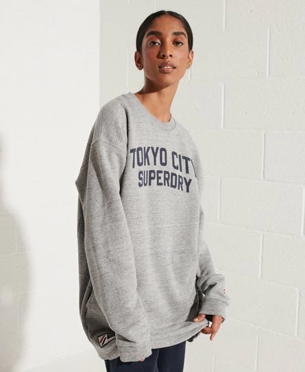 SUPERDRY City College Crew Sweatshirt Dress Grey Slub Grindle 9 SUPERDRY City College Crew Sweatshirt Dress Grey Slub Grindle - Image 9