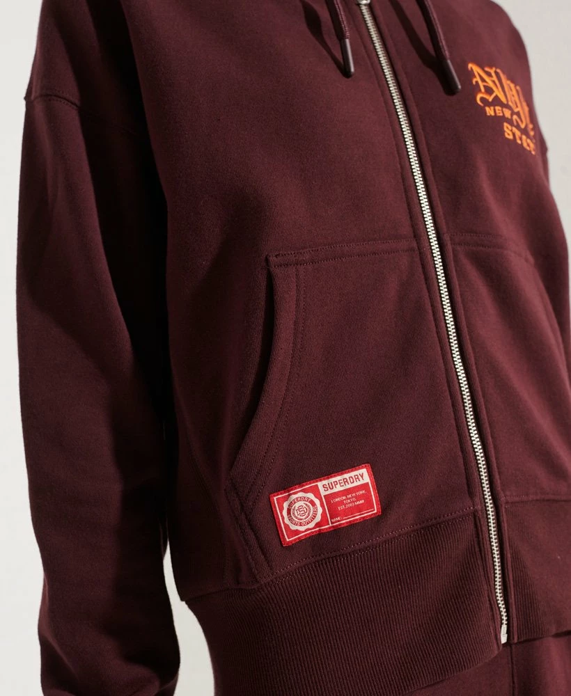 SUPERDRY College Graphic Zip Hoodie Rich Deep Burgundy 5 SUPERDRY College Graphic Zip Hoodie Rich Deep Burgundy - Image 5