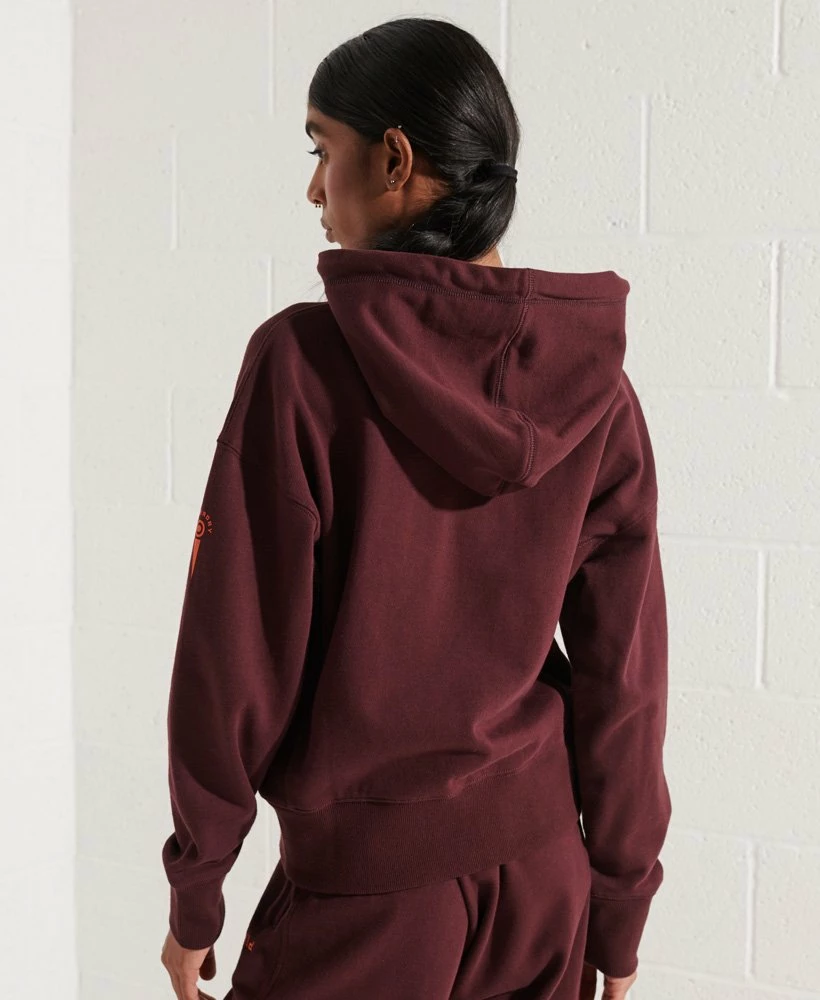 SUPERDRY College Graphic Zip Hoodie Rich Deep Burgundy 2 SUPERDRY College Graphic Zip Hoodie Rich Deep Burgundy - Image 2
