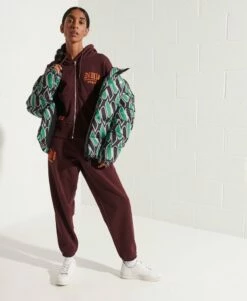 SUPERDRY College Graphic Zip Hoodie Rich Deep Burgundy