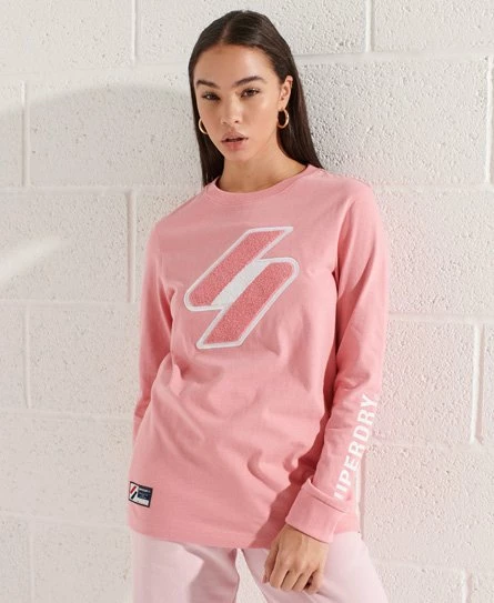 Superdry Code Logo Chenille Long Sleeve Top Montauk Blush 9 Superdry Code Logo Chenille Long Sleeve Top Montauk Blush - Image 9