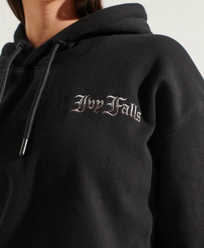 SUPERDRY College Graphic Crop Hoodie Black 3 SUPERDRY College Graphic Crop Hoodie Black - Image 3