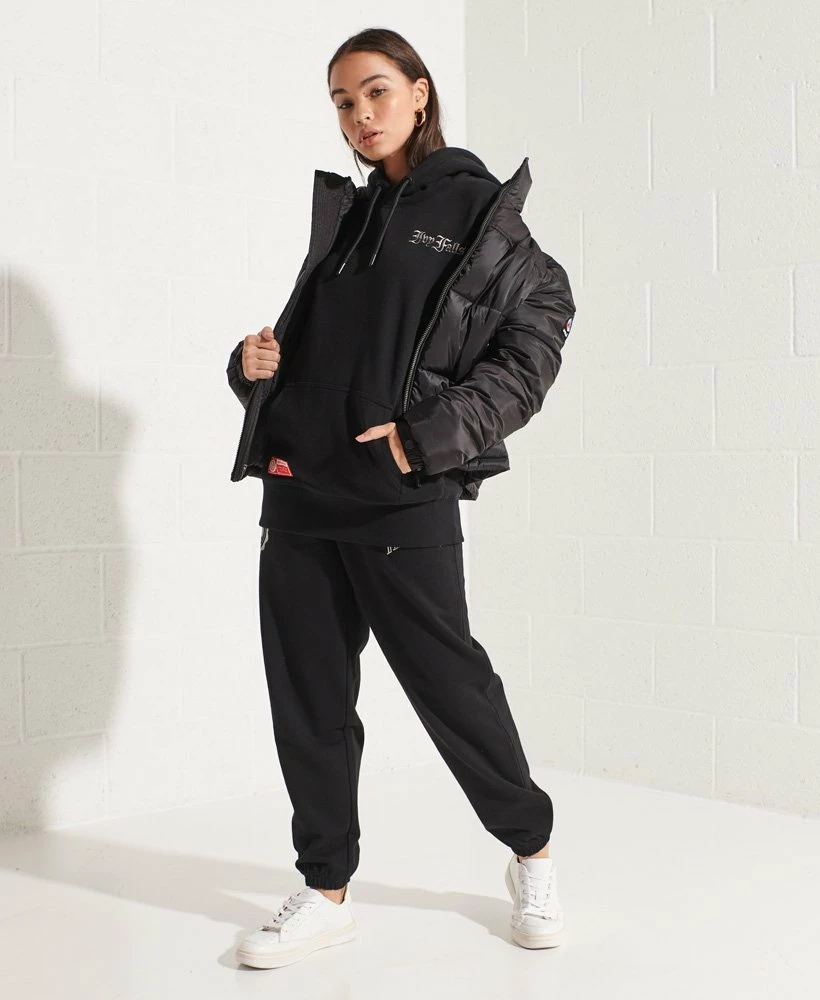 SUPERDRY College Graphic Crop Hoodie Black 1 SUPERDRY College Graphic Crop Hoodie Black