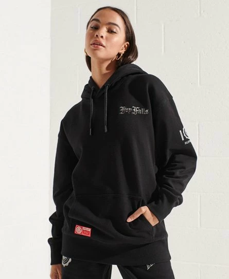 SUPERDRY College Graphic Crop Hoodie Black 10 SUPERDRY College Graphic Crop Hoodie Black - Image 10