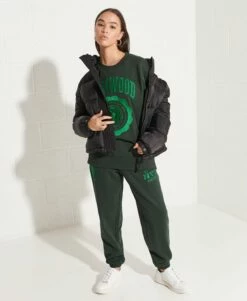 SUPERDRY College Graphic Oversized Crew Sweatshirt Darkest Charcoal Marl