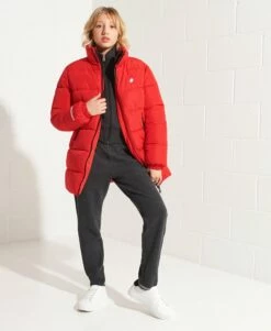 SUPERDRY Longline Sports Puffer Jacket White