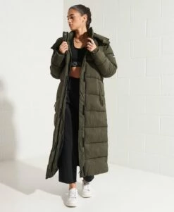 SUPERDRY Touchline Longline Padded Coat Black Grid