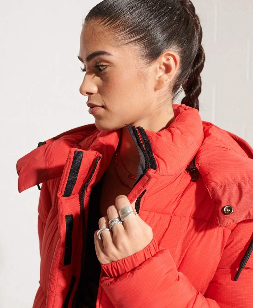 SUPERDRY Touchline Longline Padded Coat High Risk Red 3 SUPERDRY Touchline Longline Padded Coat High Risk Red - Image 3