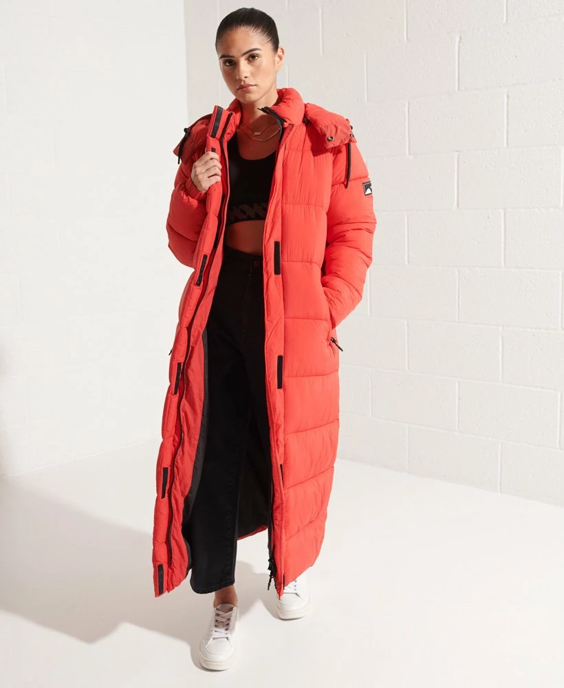 SUPERDRY Touchline Longline Padded Coat High Risk Red 1 SUPERDRY Touchline Longline Padded Coat High Risk Red