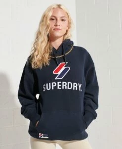 SUPERDRY Applique Oversized Hoodie Deep Navy -Sportswear Sales 2022 upload9223368955665951171 4