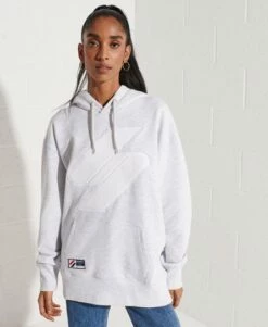SUPERDRY Code Logo Chenille Oversized Hoodie Grey Slub Grindle -Sportswear Sales 2022 upload9223368955665951899 5