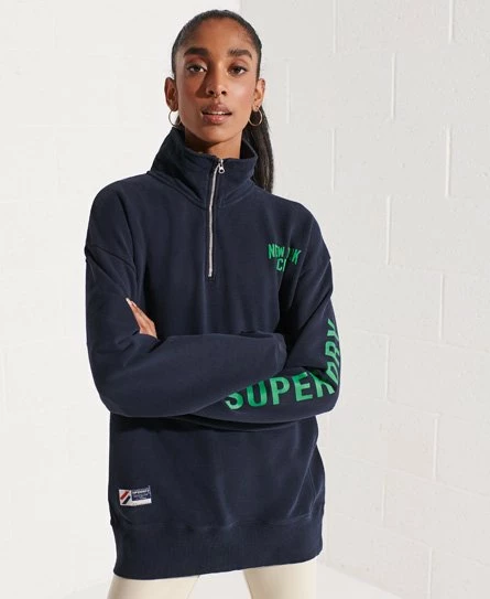 SUPERDRY City College Oversized Half Zip Track Top Eclipse Navy 5 SUPERDRY City College Oversized Half Zip Track Top Eclipse Navy - Image 5