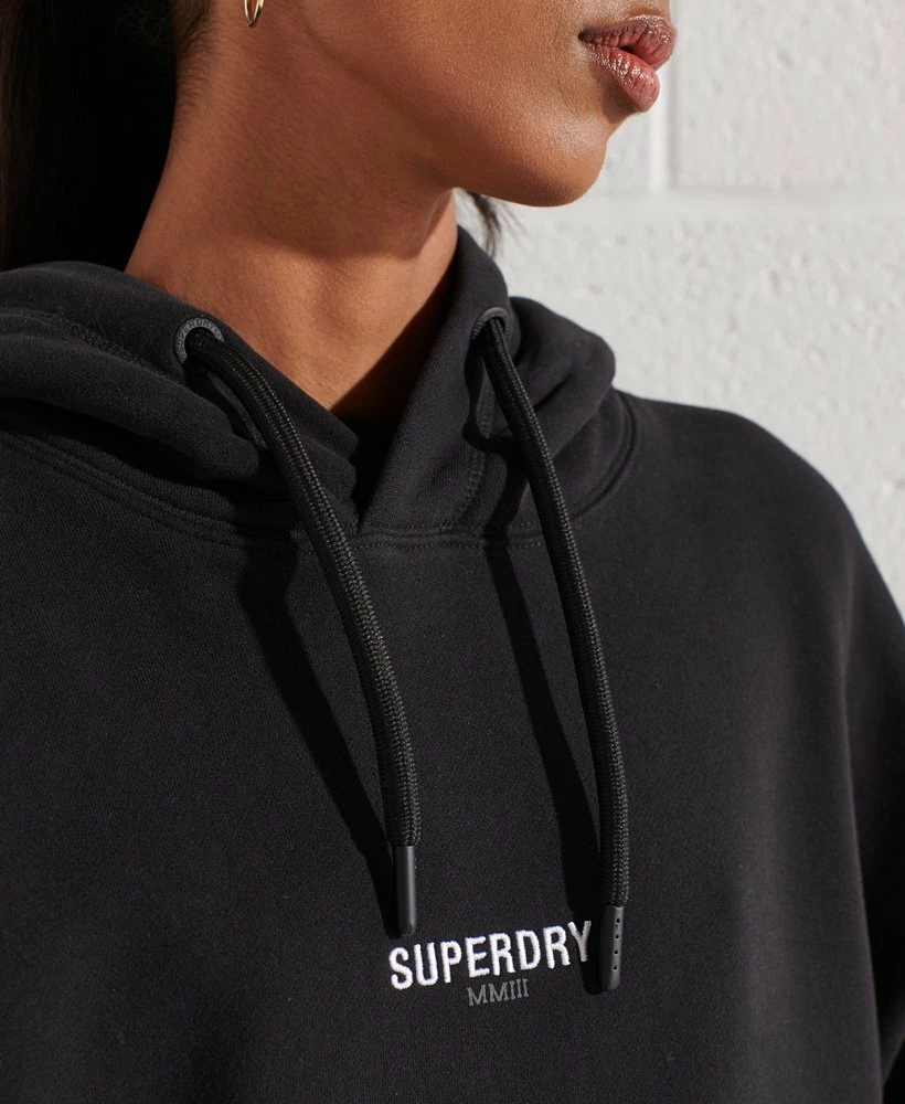 SUPERDRY Micro Logo Oversized Hoodie Pelican 4 SUPERDRY Micro Logo Oversized Hoodie Pelican - Image 4