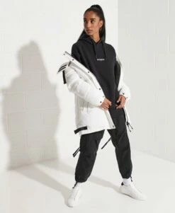 SUPERDRY Micro Logo Oversized Hoodie Pelican