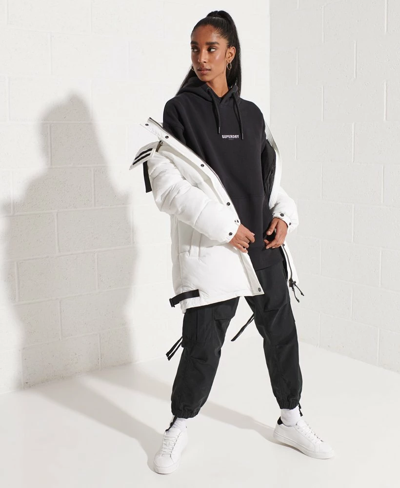 SUPERDRY Micro Logo Oversized Hoodie Pelican 1 SUPERDRY Micro Logo Oversized Hoodie Pelican