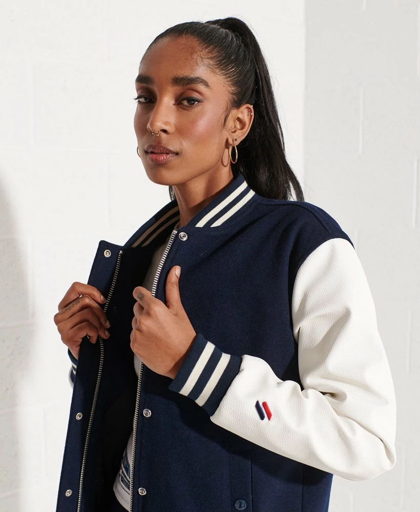 SUPERDRY Wool Varsity Baseball Jacket Varsity Arch Colourblock 3 SUPERDRY Wool Varsity Baseball Jacket Varsity Arch Colourblock - Image 3