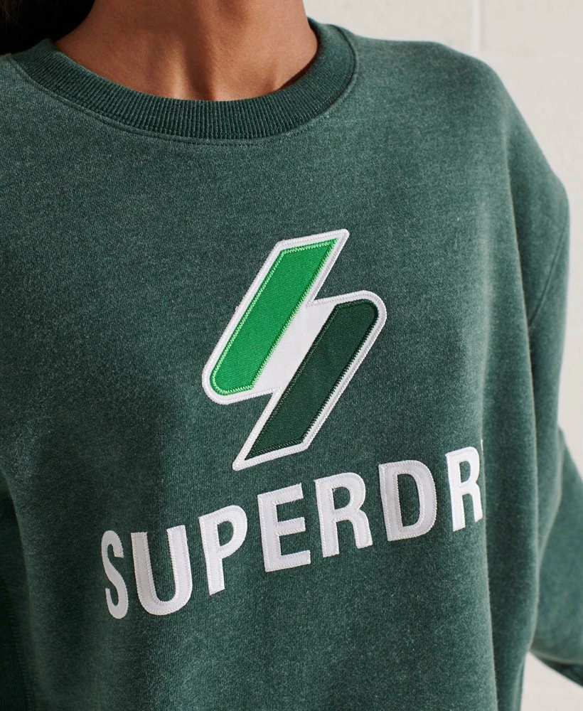 SUPERDRY Code Logo Applique Crew Sweatshirt Low Light Black Grit 2 SUPERDRY Code Logo Applique Crew Sweatshirt Low Light Black Grit - Image 2