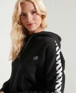SUPERDRY Code Logo Tape Crop Hoodie Supermarine Navy -Sportswear Sales 2022 upload9223368955665952320