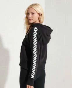 SUPERDRY Code Logo Tape Crop Hoodie Supermarine Navy -Sportswear Sales 2022 upload9223368955665952322