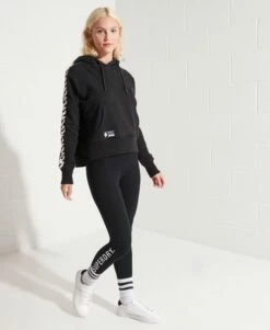 SUPERDRY Code Logo Tape Crop Hoodie Supermarine Navy