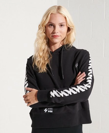 SUPERDRY Code Logo Tape Crop Hoodie Black 5 SUPERDRY Code Logo Tape Crop Hoodie Black - Image 5