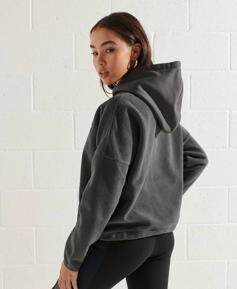 SUPERDRY Mountain Fleece Crop Hoodie Black 2 SUPERDRY Mountain Fleece Crop Hoodie Black - Image 2