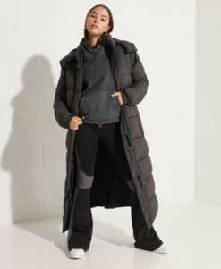 SUPERDRY Mountain Fleece Crop Hoodie Black