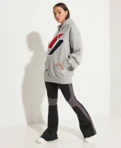 SUPERDRY Code Logo Chenille Oversized Hoodie Ice Marl