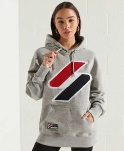 SUPERDRY Code Logo Chenille Oversized Hoodie Ice Marl -Sportswear Sales 2022 upload9223368955665953176 2