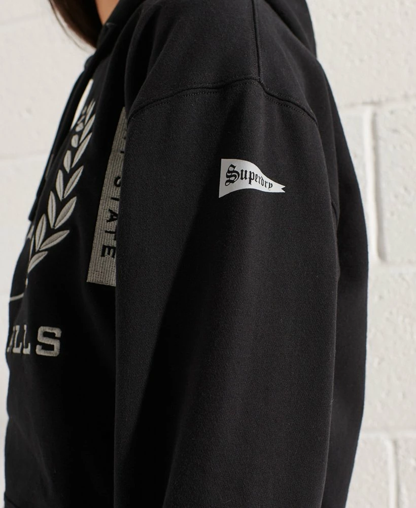 SUPERDRY College Graphic Oversized Hoodie Dress Darkest Charcoal Marl 4 SUPERDRY College Graphic Oversized Hoodie Dress Darkest Charcoal Marl - Image 4