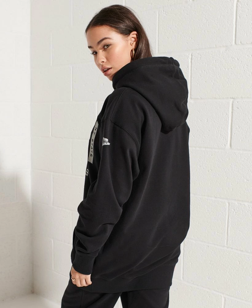 SUPERDRY College Graphic Oversized Hoodie Dress Darkest Charcoal Marl 2 SUPERDRY College Graphic Oversized Hoodie Dress Darkest Charcoal Marl - Image 2